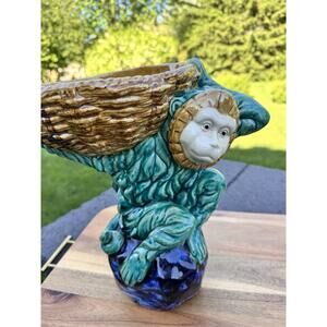 1960s ceramic Majolica Monkey Large Figure with a brilliant glaze 12” Tall